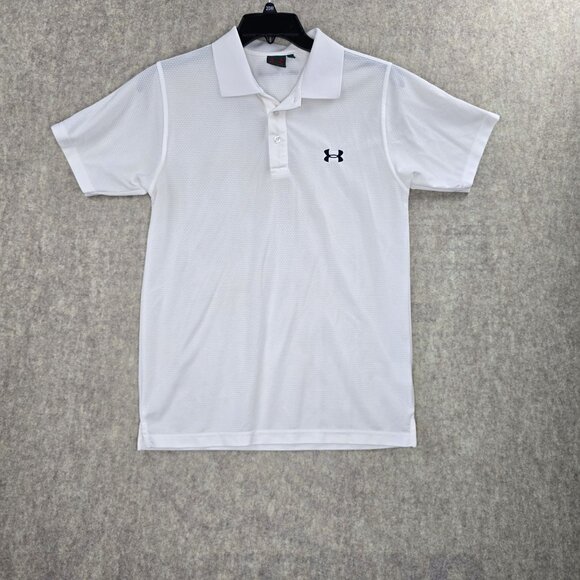 Under Armour Mens White Polo Shirt Size M Polyester Elastane - Picture 1 of 7